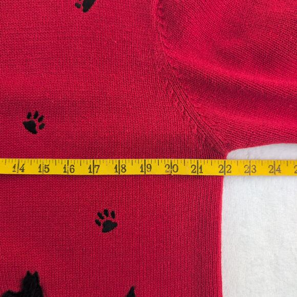 Vintage Crystal Kobe Scottie Dog Whimsical Button Up Knit Cardigan Women's Large - Picture 6 of 9